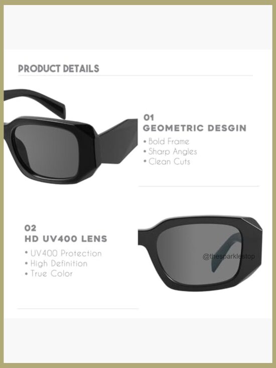 Retro Rectangle Sunglasses with UV400 Protection main image 3